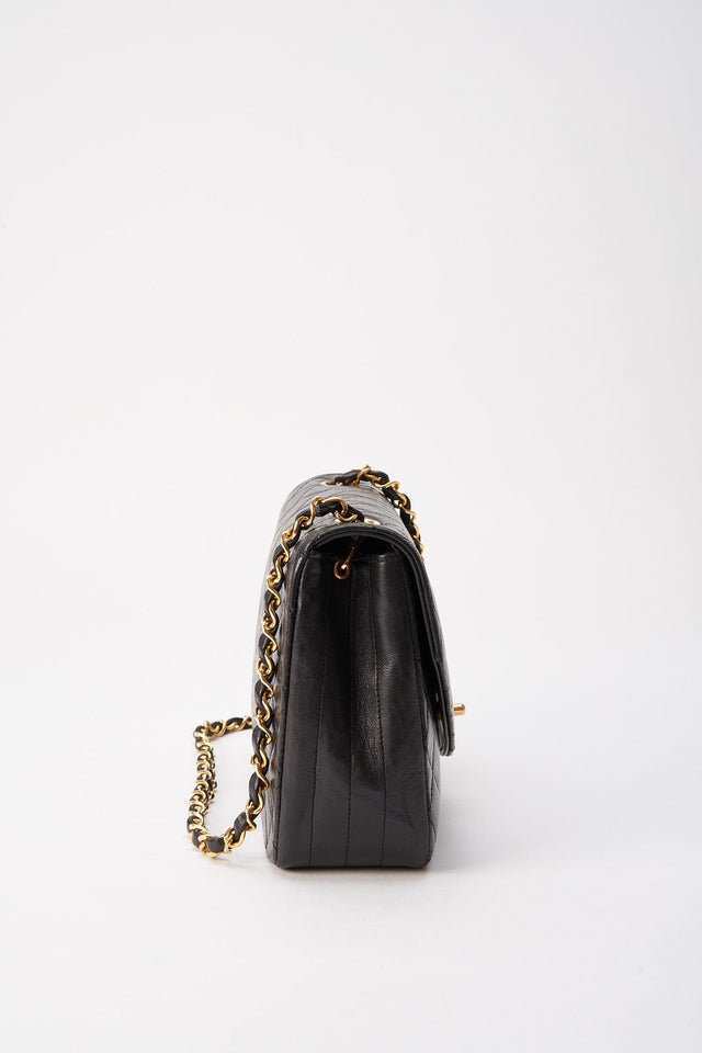 Vintage Chanel Black Single Flap with 24k gold plated hardware