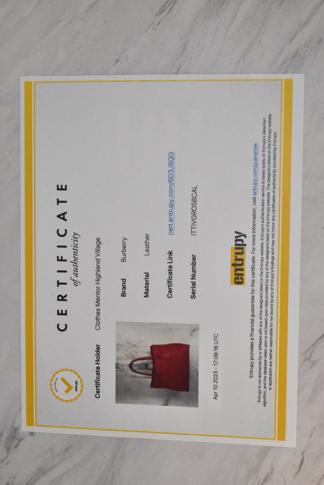 Handbag Designer By Burberry  Size: Medium