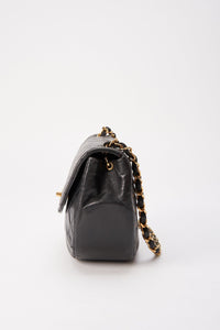 Vintage Chanel Black Half Moon Single Flap with 24k gold plated hardware