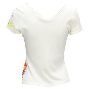 Christian Dior floral bead embellished lace V-neck t-shirt
