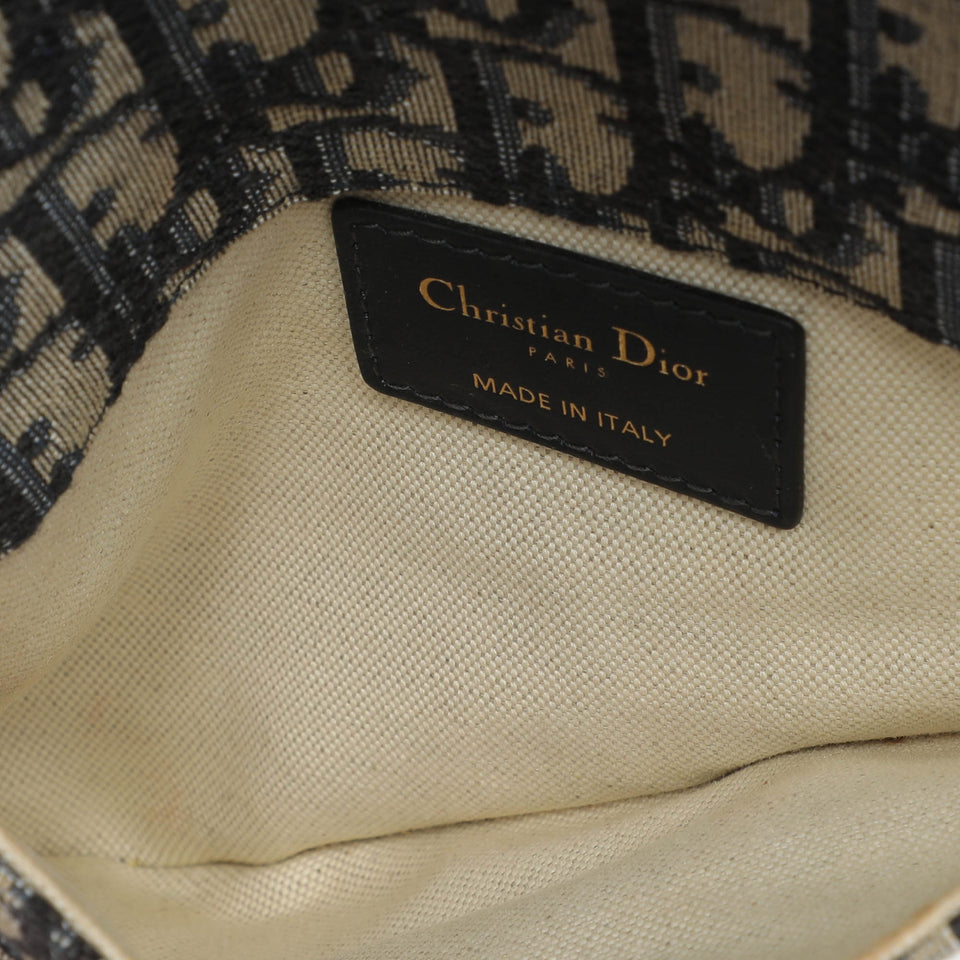 Dior Blue/black Oblique Canvas And Leather Saddle Belt Bag