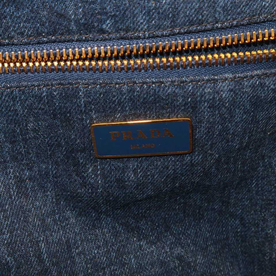 Prada Canapa Denim Tote Bag Hand Bag Denim Blue B1877B