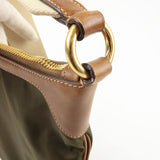 Prada Nylon Leather Shoulder Bag Khaki Brown