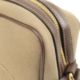 Prada Logo Jacquard Leather Shoulder Bag Beige Brown 1BH089