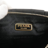 Prada Logo Nylon Leather Pouch Clutch Bag Wristlet Black 1N1422