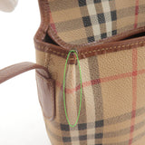 BURBERRY Nova Plaid PVC Leather Shoulder Bag Beige Brown