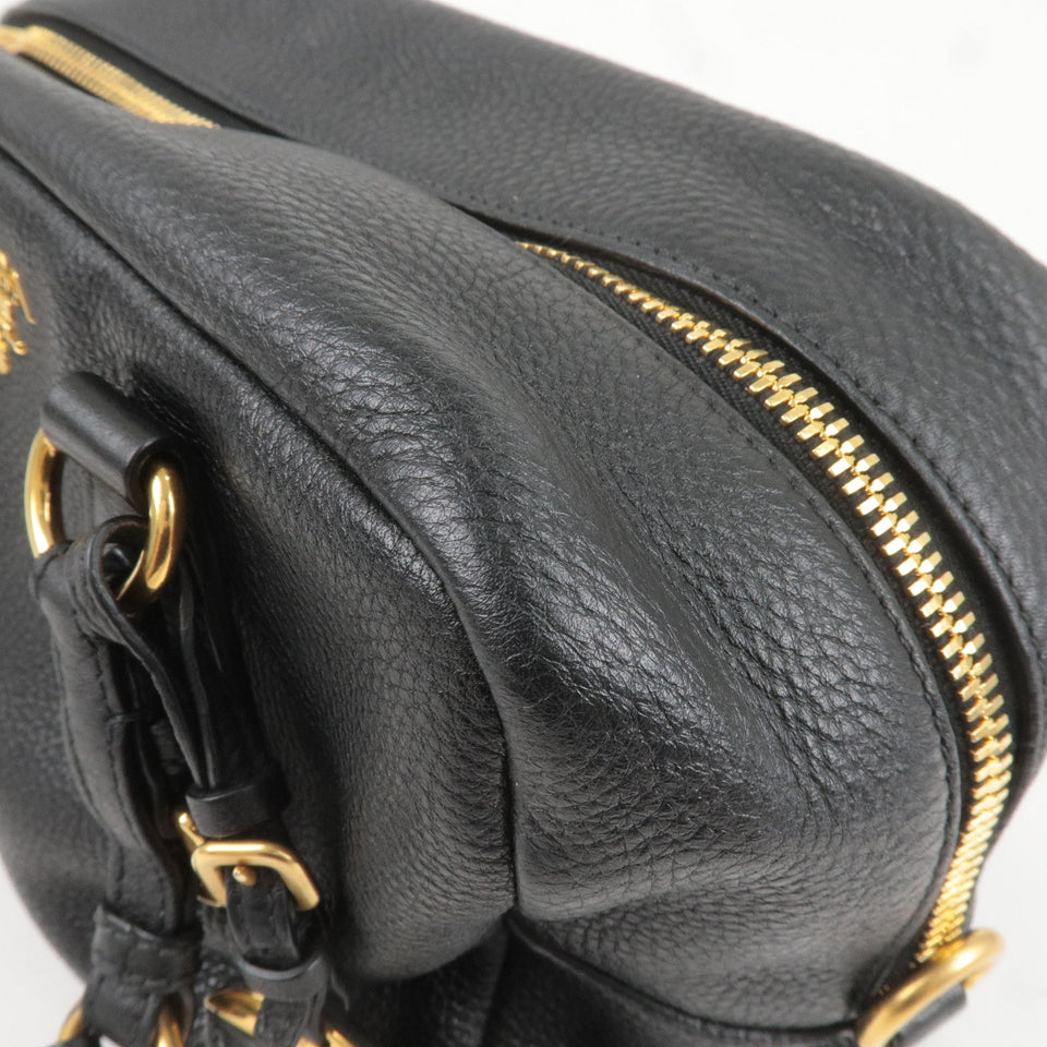 Prada Logo Leather Mini Boston Bag Shoulder Bag Black B3091M