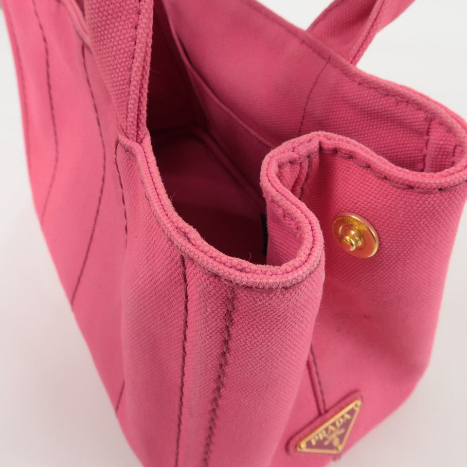 Prada Logo Canapa Mini Canvas 2Way Tote Bag Pink 1BG439