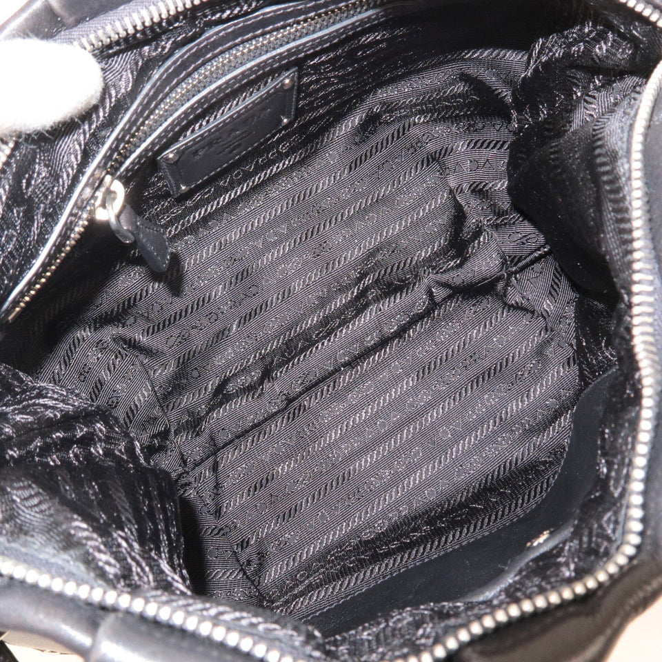 Prada Leather Shoulder Bag Black with Charm