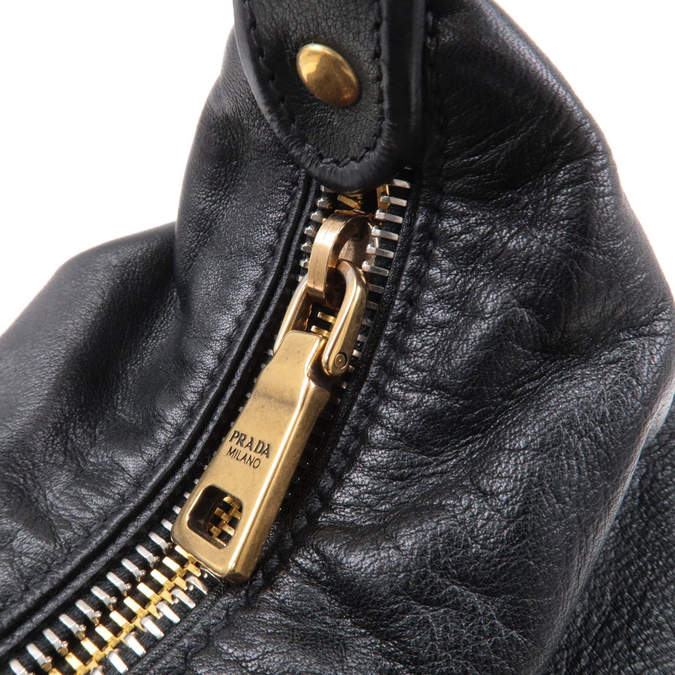 Prada Logo Leather One Shoulder Bag NERO Black