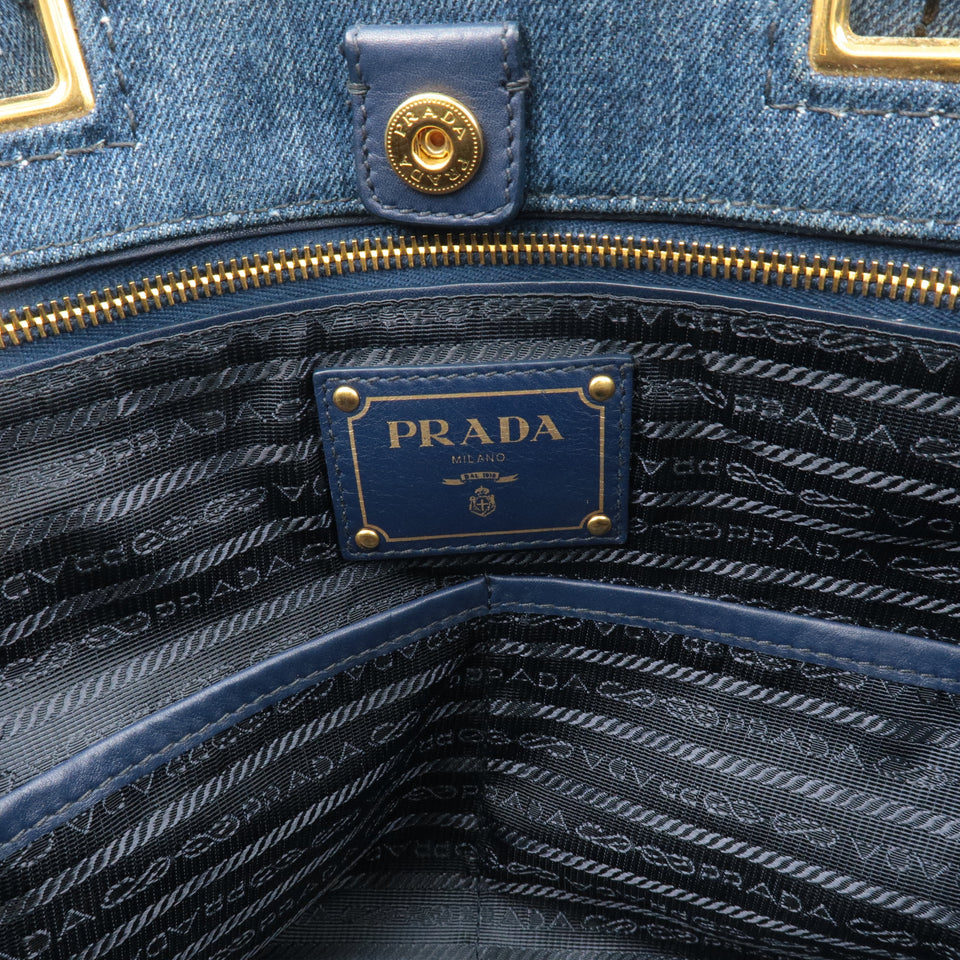 Prada Denim Leather 2Way Bag Hand Shoulder Bag Blue BN2069