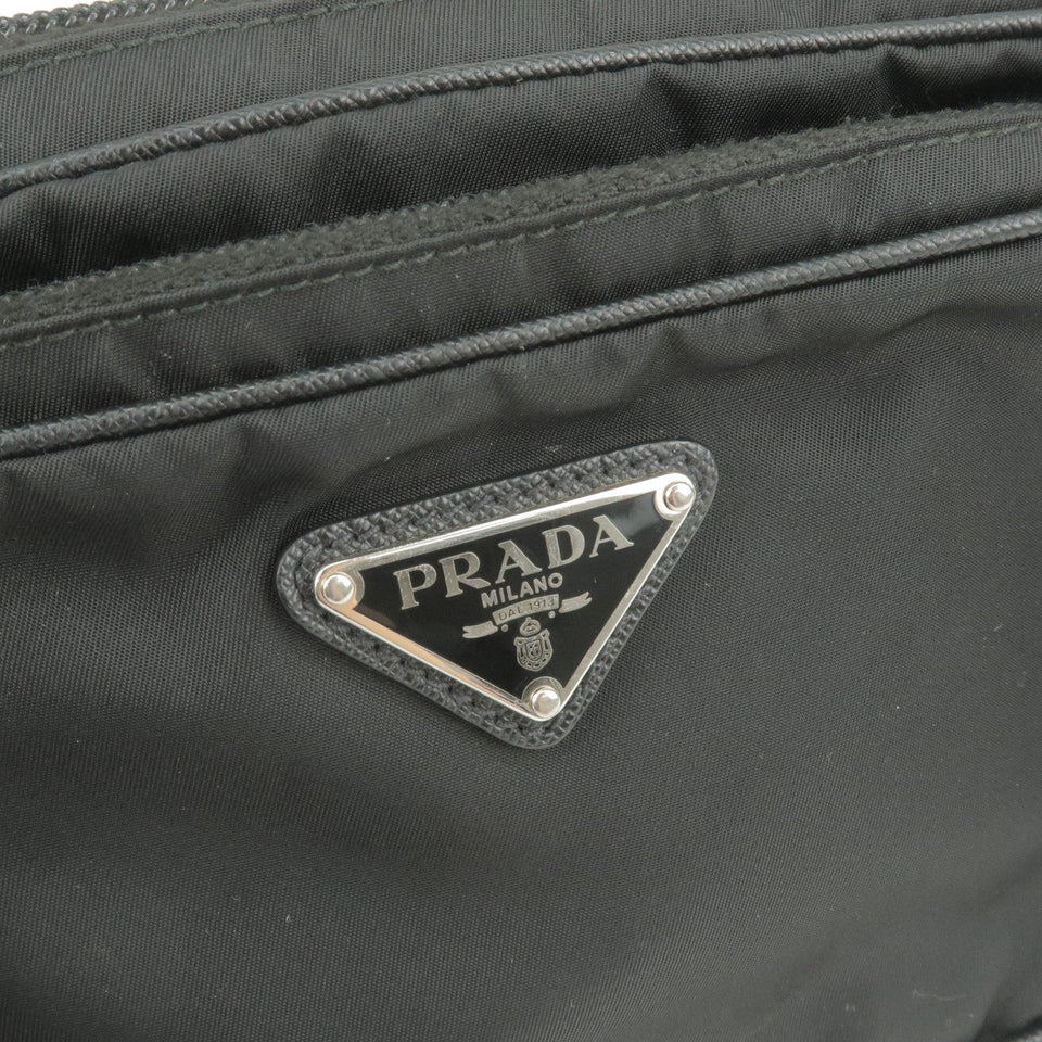 Prada Logo Nylon Leather Waist Bag Belt Bag NERO Black BL010