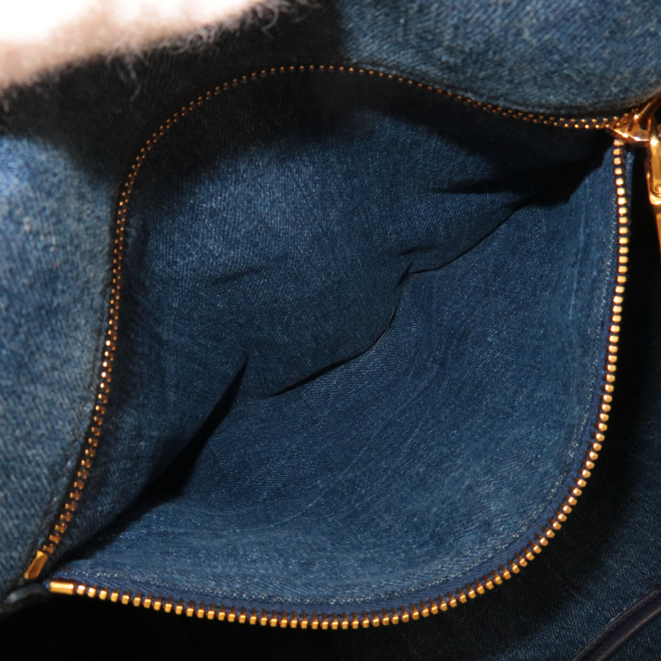 Prada Canapa Large Canvas Tote Bag Hand Bag Denim Blue B1872B