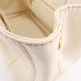 Prada Canapa Canvas Tote Bag Hand Bag Ivory BN1877