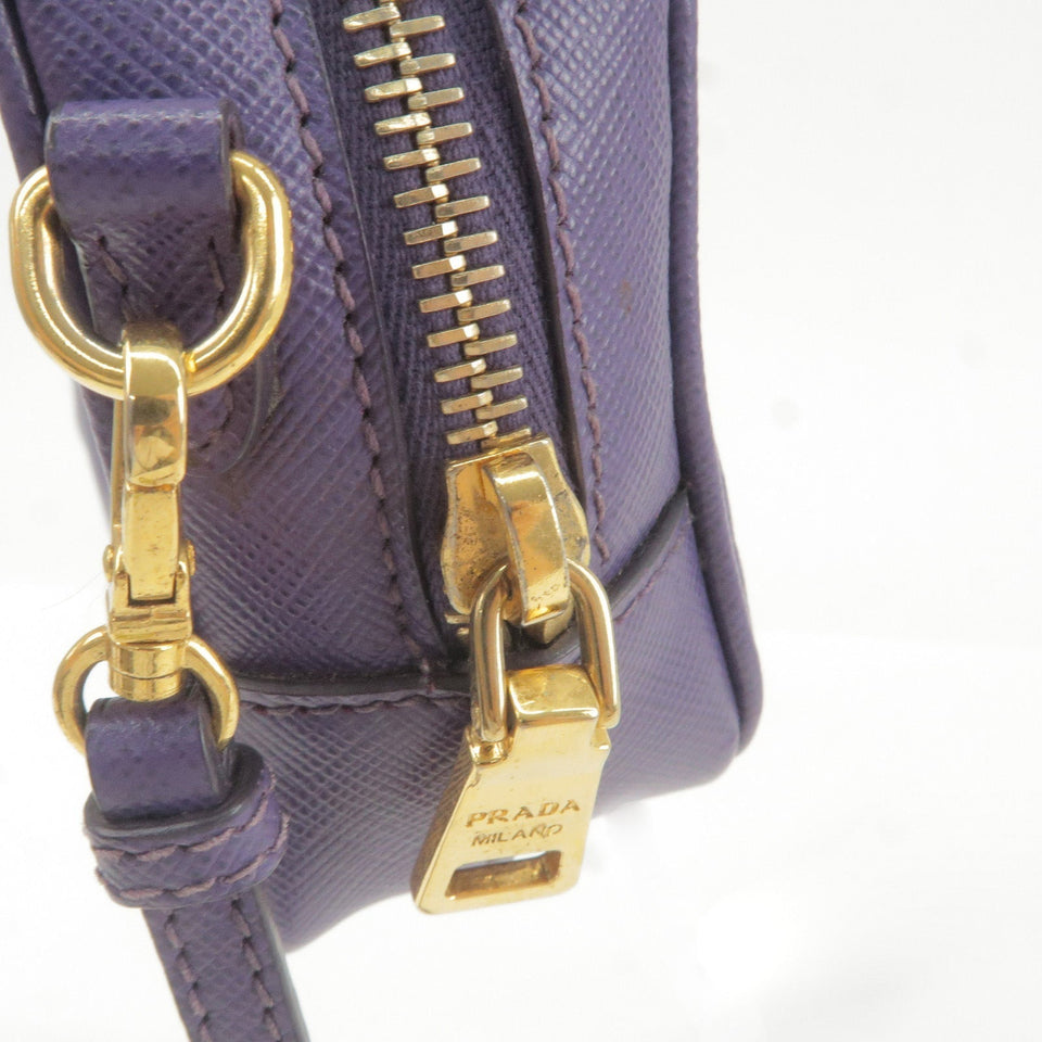 Prada Logo Leather Mini Shoulder Bag 2Way Bag Pouch Purple