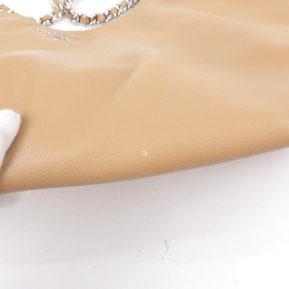Prada Logo Leather Chain Tote Bag Beige
