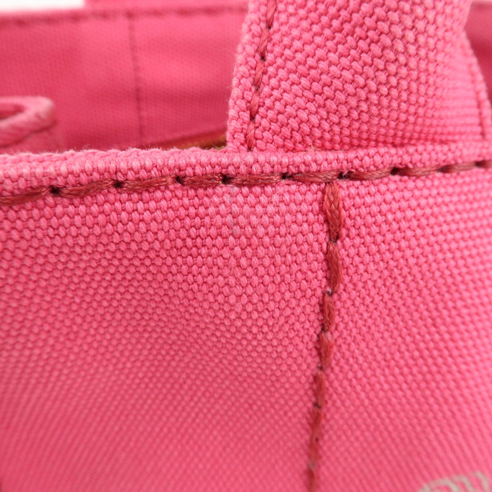 Prada Logo Canapa Mini Canvas 2Way Tote Bag Pink 1BG439