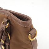 Prada Logo Nylon Leather 2Way Bag Hand Bag Brown BR4993