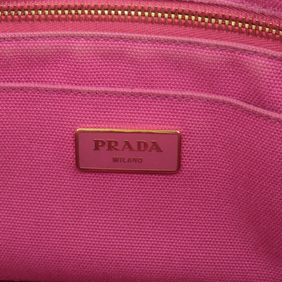 Prada Logo Canapa Mini Canvas Hand Bag Tote Bag Pink