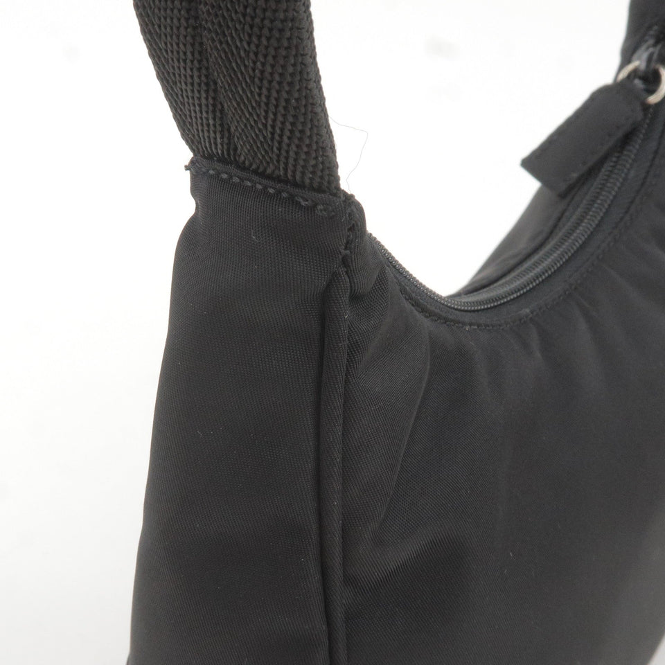 Prada Logo Nylon Hand Bag Pouch Purse NERO Black
