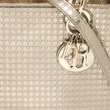 Dior Gold Microcannage Patent Leather Medium Lady Dior Tote