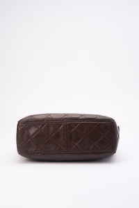 Vintage Chanel Brown Leather Shoulder Bag with Double Chain Handle