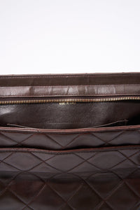 Vintage Chanel Brown Leather Shoulder Bag with Double Chain Handle