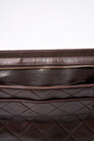Vintage Chanel Brown Leather Shoulder Bag with Double Chain Handle