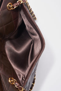 Vintage Chanel Brown Leather Shoulder Bag with Double Chain Handle