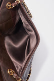 Vintage Chanel Brown Leather Shoulder Bag with Double Chain Handle