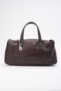 Chanel Brown Chocolate Bar Boston Bag with Silver Hardware