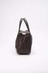 Chanel Brown Chocolate Bar Boston Bag with Silver Hardware