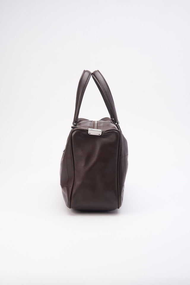 Chanel Brown Chocolate Bar Boston Bag with Silver Hardware
