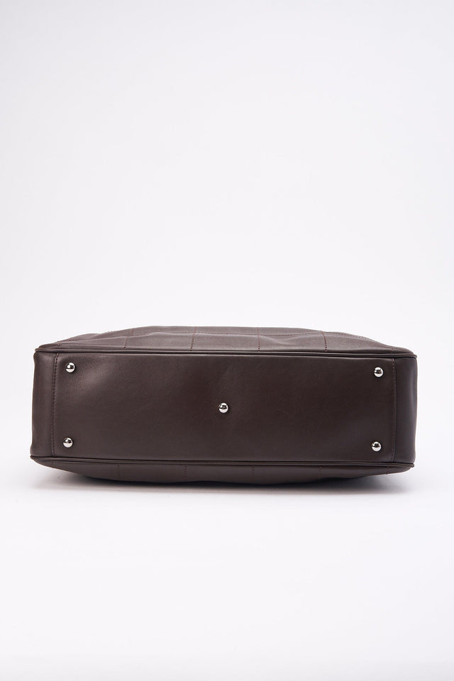 Chanel Brown Chocolate Bar Boston Bag with Silver Hardware