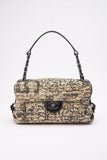 Chanel Printed Canvas Flap Bag with Black Leather Trim