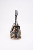 Chanel Printed Canvas Flap Bag with Black Leather Trim