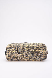 Chanel Printed Canvas Flap Bag with Black Leather Trim