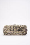 Chanel Printed Canvas Flap Bag with Black Leather Trim