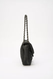 Chanel Black Textured Coated Nylon Single Flap Bag - Black