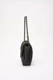 Chanel Black Textured Coated Nylon Single Flap Bag - Black