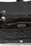 Chanel Black Textured Coated Nylon Single Flap Bag - Black