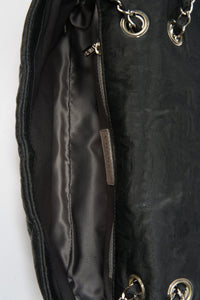 Chanel Black Textured Coated Nylon Single Flap Bag - Black