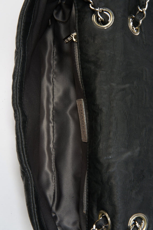 Chanel Black Textured Coated Nylon Single Flap Bag - Black