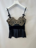Prada Black Silk Lingerie Top and Midi Skirt Set with Embroidery Details Size IT 42 (UK 10)