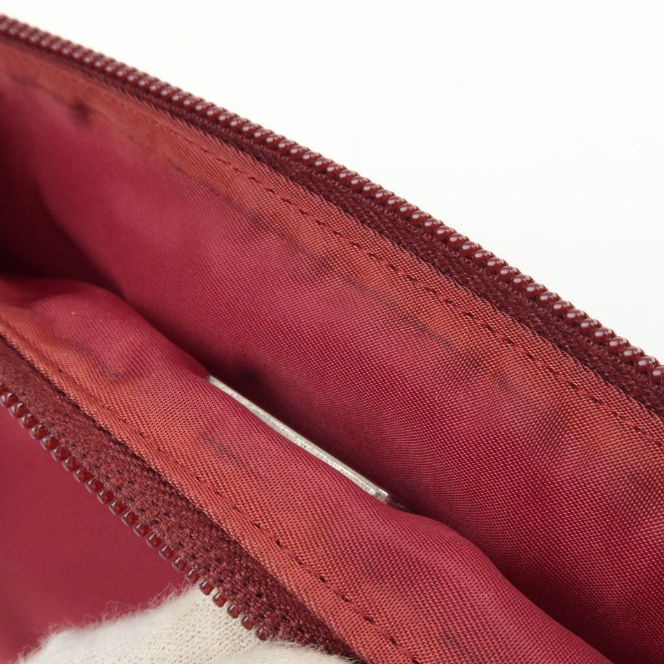 Prada Logo Nylon Hand Bag Shoulder Bag Pouch Purse Red