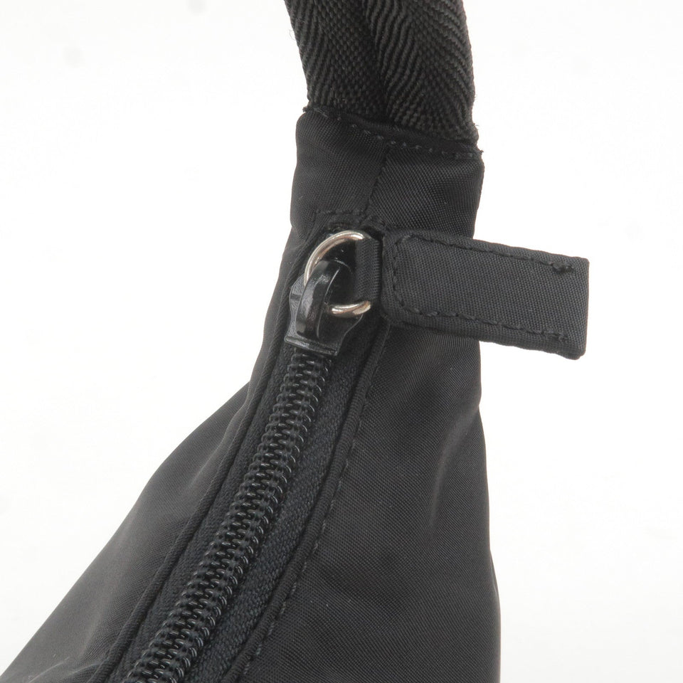 Prada Logo Nylon Hand Bag Pouch Purse NERO Black