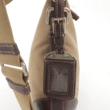 Prada Logo Jacquard Leather Shoulder Bag Beige Brown BT0534