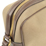 Prada Logo Jacquard Leather Shoulder Bag Beige Brown 1BH089