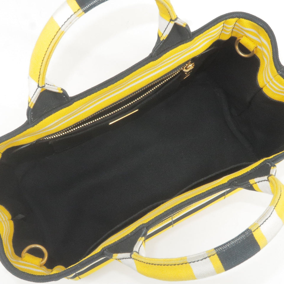 Prada Canapa Mini Canvas 2Way Bag Shoulder Bag Yellow Black B2439B