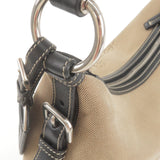 Prada Logo Jacquard Leather Shoulder Bag Beige Black BR3430